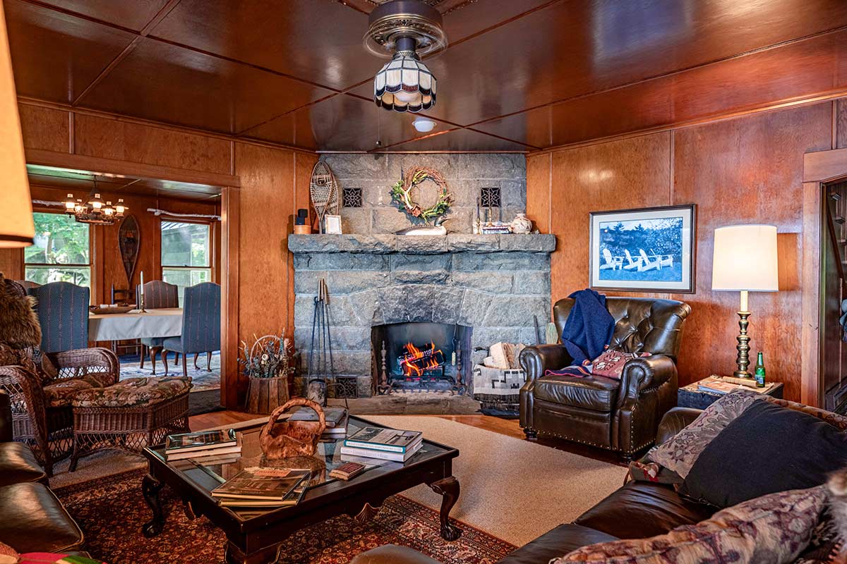 Living area with fireplace